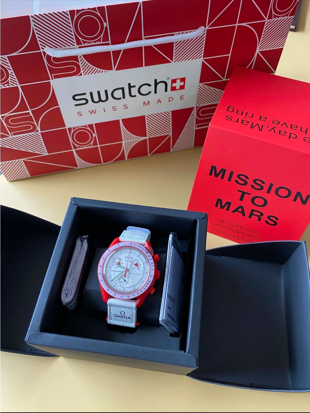 Swatch Mission to Mars Red and White Men's Watch